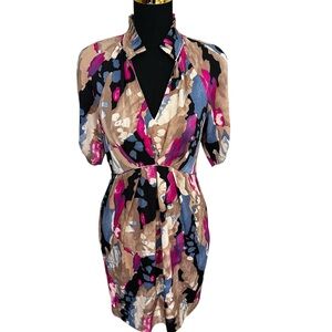 Diane Von Furstenberg Multicolor Patterned Silk Dress Size 6